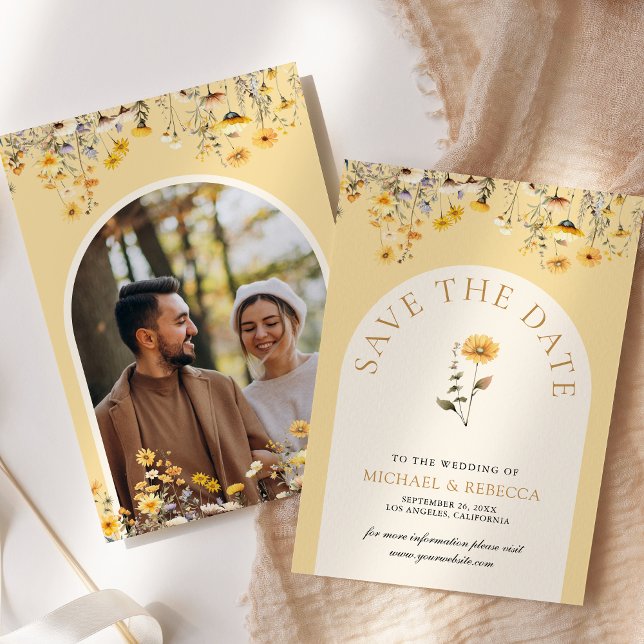 Reserva La Fecha Foto de Boho Amarillo Flor Floral Wedding (Subido por el creador)