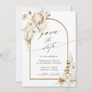 Reserva La Fecha Foto de Boho Protea Pampas Boda Floral Grasa