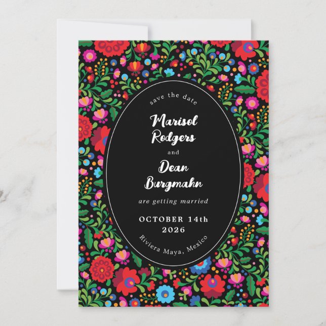 Reserva La Fecha Foto de bordado mexicano Salven la fecha (Anverso)