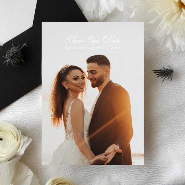 Reserva La Fecha Foto de caligrafía clásica blanca y negra Premium (Subido por el creador)