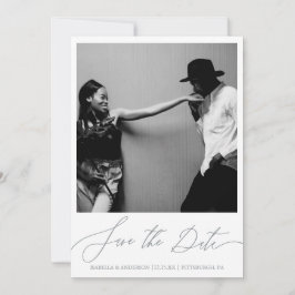 Reserva La Fecha Foto de caligrafía floral azul Delicada