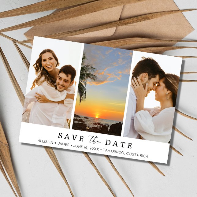 Reserva La Fecha Foto de casamiento en playa de destino de Costa Ri (Costa Rica Destination Beach Wedding Photo Save The Date)