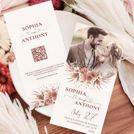 Reserva La Fecha Foto de código QR de Boho Floral
