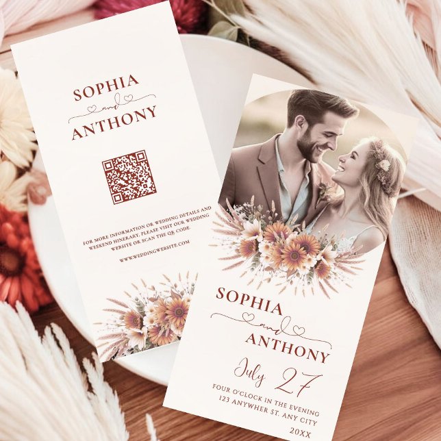 Reserva La Fecha Foto de código QR de Boho Floral (Subido por el creador)