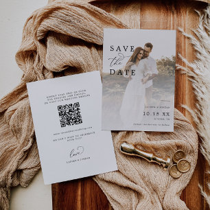Reserva La Fecha Foto de código Qr Elegante Boda moderno