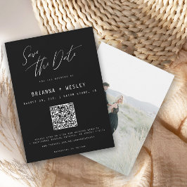 Reserva La Fecha Foto de código QR en blanco y negro minimalista mo