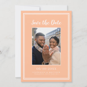 Reserva La Fecha Foto de compromiso de boda de melocotón moderna