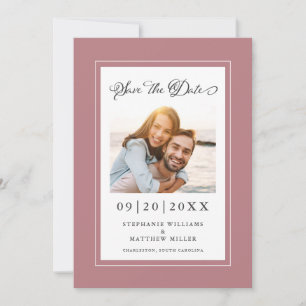 Reserva La Fecha Foto de compromiso Rosa elegante de pareja moderna