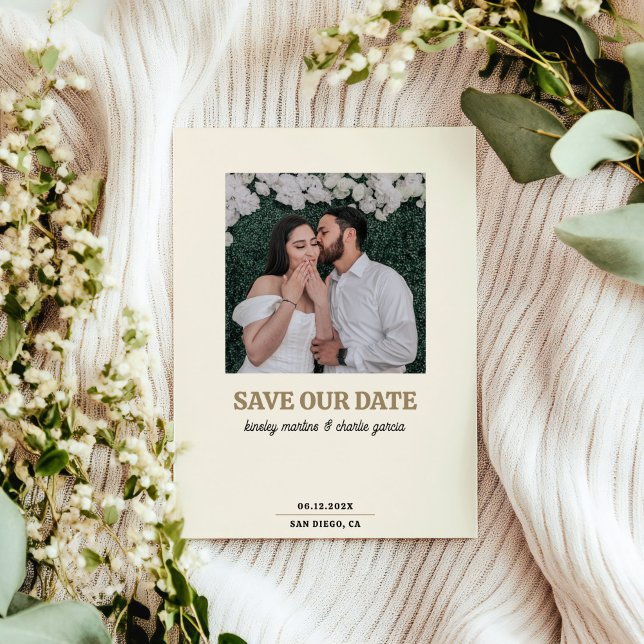 Reserva La Fecha Foto de Cream Square Modern Photo Save the Date (Subido por el creador)