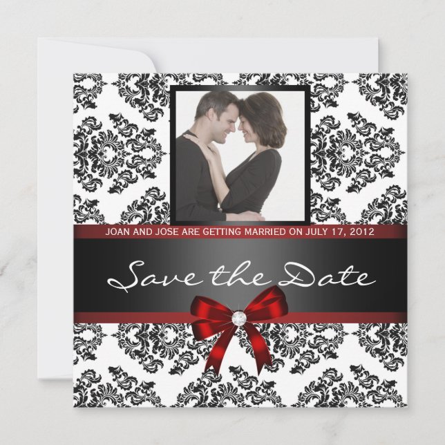 Reserva La Fecha Foto de Damask Save the Date (Anverso)