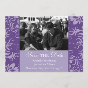 Reserva La Fecha Foto De Damask Side Save The Dates (Púrpura)