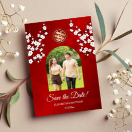 Reserva La Fecha Foto de doble felicidad del Boda chino