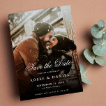 Reserva La Fecha Foto de dos caras Guardar la Boda de fecha moderna<br><div class="desc">Elegante Foto de guión personalizado Guardar las invitaciones de la boda de fecha con una plantilla de foto que es fácil de personalizar. Para redimensionar y posicionar su foto,  haga clic en el botón "TI PERSONALIZAR"</div>