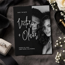 Reserva La Fecha Foto de Escritura Minimalista Moderna en Blanco y 