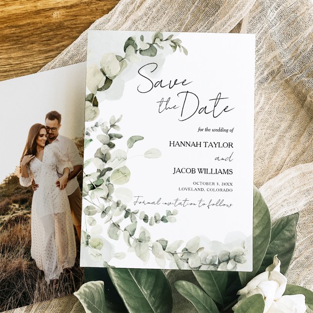 Reserva La Fecha Foto de Eucalyptus Boda Sage Greenery (Subido por el creador)