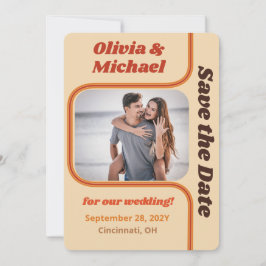 Reserva La Fecha Foto de Groovy Naranja y Curva Arcoiris Marrón