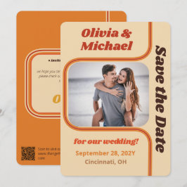 Reserva La Fecha Foto de Groovy Naranja y Curva Arcoiris Marrón