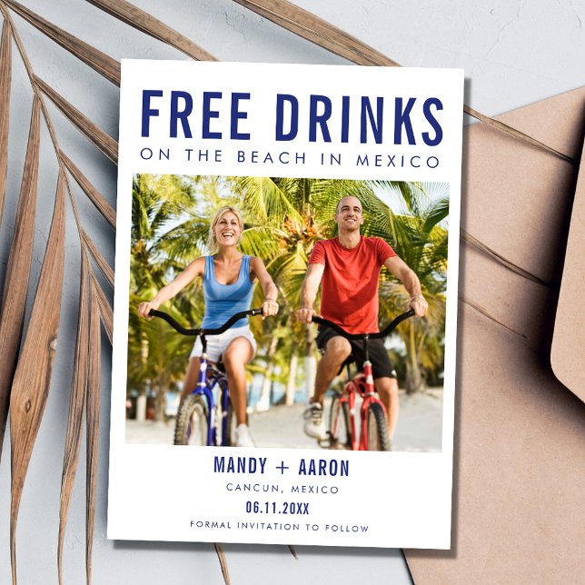 Reserva La Fecha Foto de la boda de destino de la playa de México (Mexico Beach Destination Wedding Photo Save The Date)