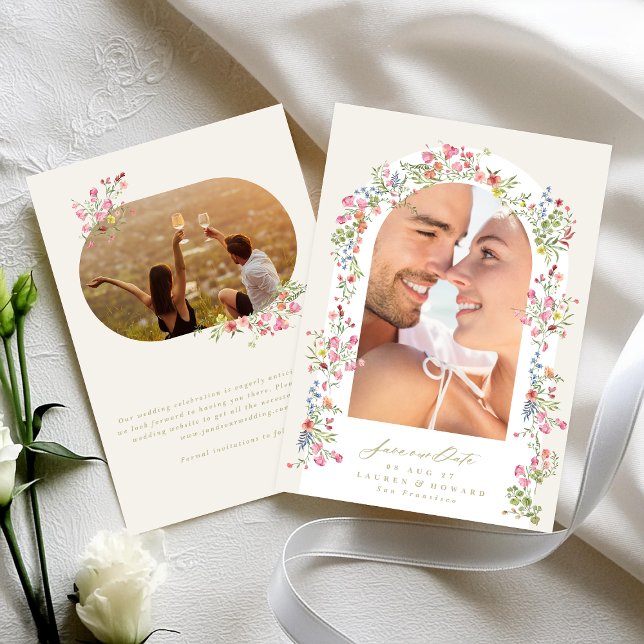 Reserva La Fecha foto de la boda romántica de arcos florales en pri (Subido por el creador)