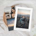 Reserva La Fecha Foto de la carta en papel físico<br><div class="desc">Simple e informal letra a mano "guardar nuestra fecha" overlay. Opción para dos fotos más en la parte posterior o en el personalizar y editarlas como desee.</div>