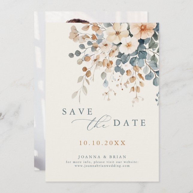 Reserva La Fecha Foto de la pradera de flores silvestres de la prim (Anverso / Reverso)