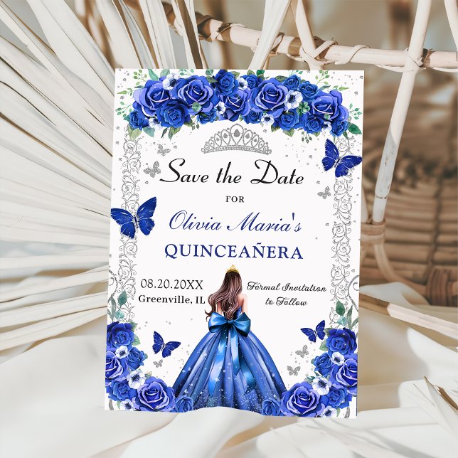 Reserva La Fecha Foto de las mariposas Princeañera Floral Azul (Subido por el creador)