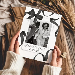 Reserva La Fecha Foto de lazo negro elegante