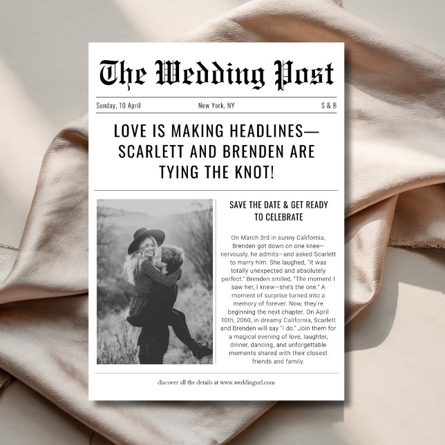 Reserva La Fecha Foto de matrimonio ventilado asequible de periódic (Subido por el creador)