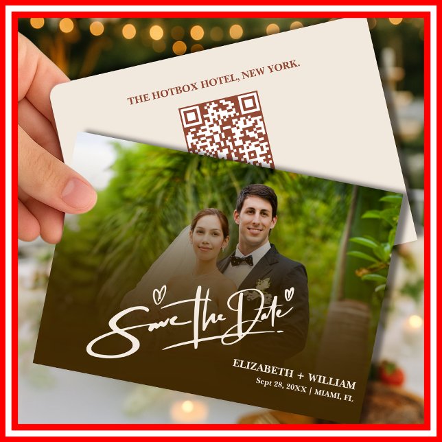 Reserva La Fecha Foto de Naranja Quemada | Código QR Save the Date (Subido por el creador)