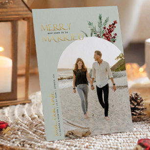 Reserva La Fecha Foto de Navidad Feliz Pronto Casada