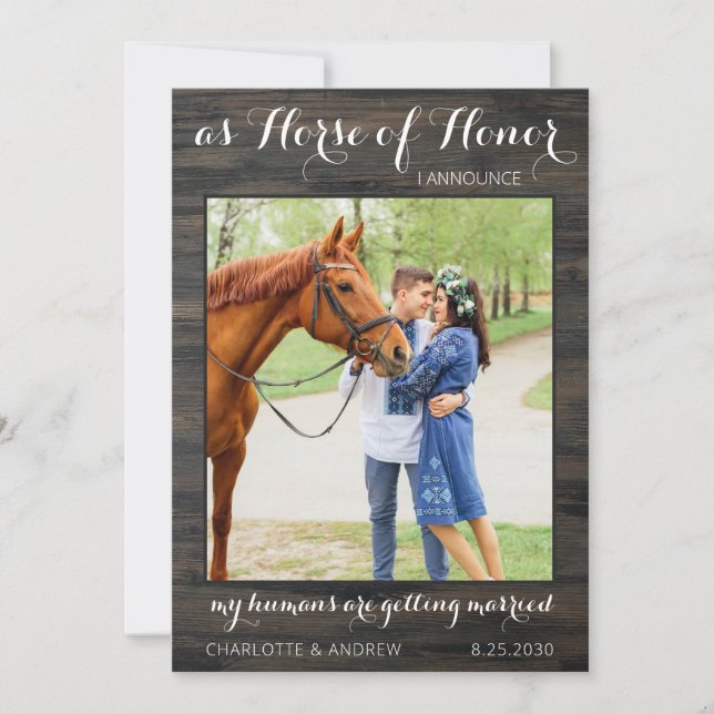 Reserva La Fecha Foto de país ruso personalizada Boda de caballo Ma (Anverso)