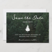 Foto de paisaje forestal con silueta de abeto Boda