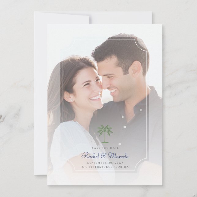 Reserva La Fecha Foto de palmera tropical para boda Save the Date (Anverso)