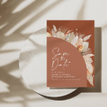 Reserva La Fecha Foto de pasto de terracota bohemia moderna<br><div class="desc">Moderna y bohemia terracota pampas hierba elegante foto boda ahorra la invitación de fecha.</div>