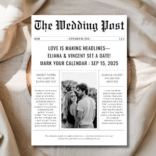 Reserva La Fecha Foto de periódico retro clásico de vintage