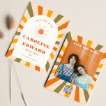 Reserva La Fecha Foto de Rainbow Wavy Groovy Save the Date Qr Code<br><div class="desc">Naranja quemado por la foto Sun Retro Boho Guardar el código Qr de fecha</div>