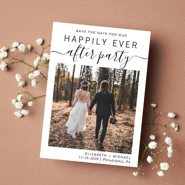 Reserva La Fecha Foto de recepción de boda (A chic save the date announcement for a reception to celebrate your elopement or private wedding )