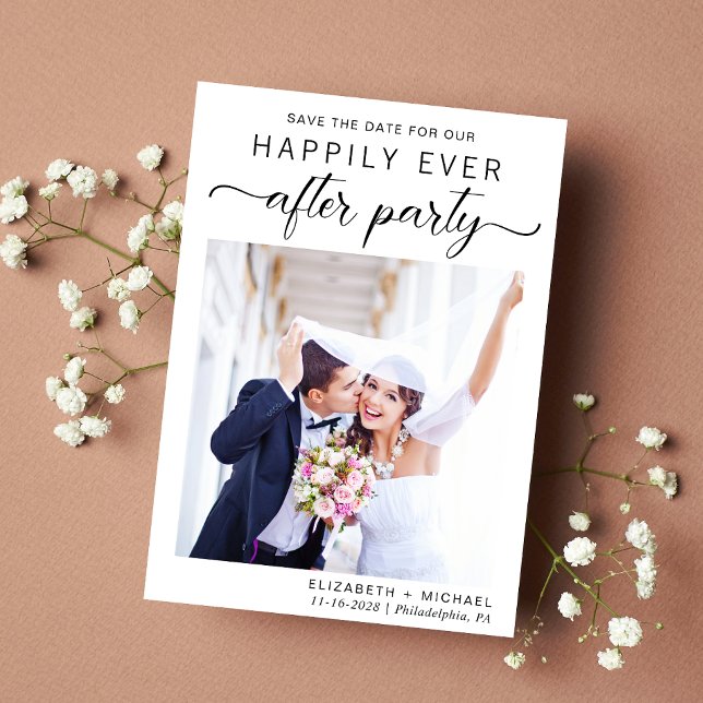 Reserva La Fecha Foto de recepción de boda (A stylish save the date announcement for a reception to celebrate your elopement or private wedding)