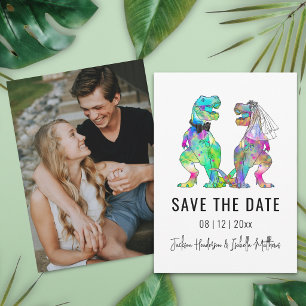 Reserva La Fecha Foto de retrato de boda divertida con tema de dino