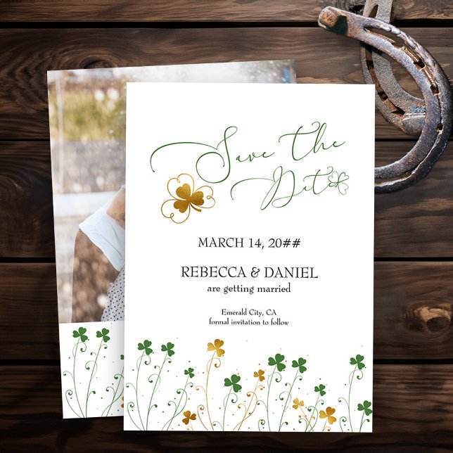 Reserva La Fecha Foto de Shamrock Wildflower Boda (Photo Save the Date from my Shamrock Wildflower wedding collection - printed or printable download)