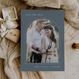 Reserva La Fecha Foto del Arco de EMELIA Boda simple Boho azul oscu