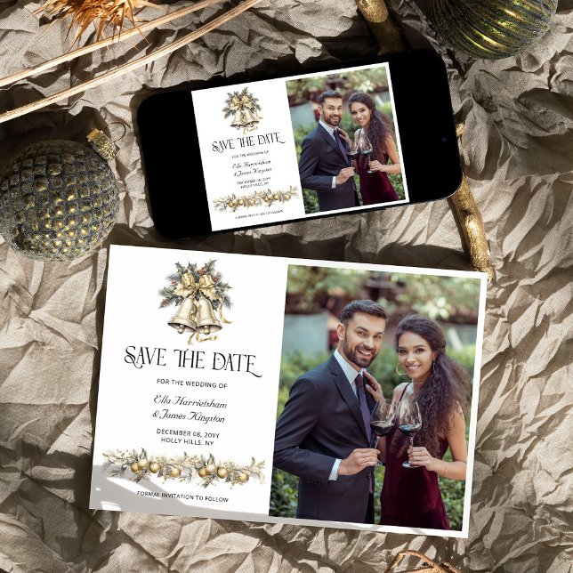 Reserva La Fecha Foto del Boda de los Navidades de Holly Bells (Save the Date with Photo from the Holly Bells Wedding Collection by Darling & May)