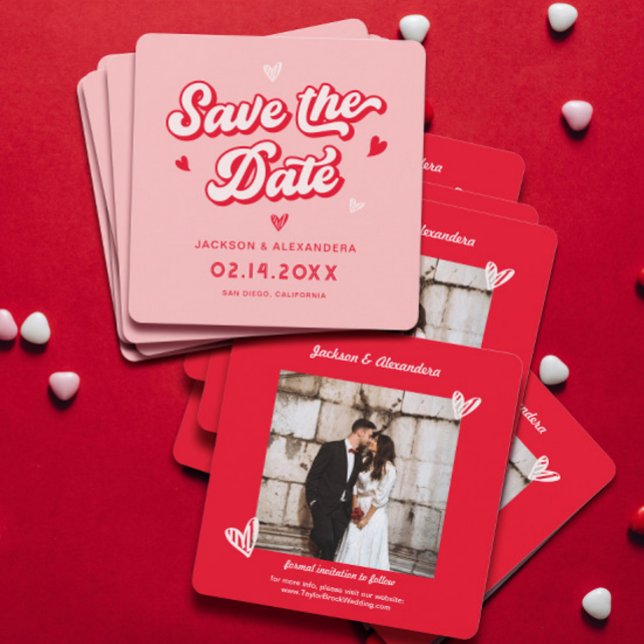 Reserva La Fecha Foto del Boda de San Valentín rojo y rosa (Subido por el creador)