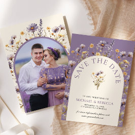 Reserva La Fecha Foto del Boda Dusty Purple Boho Wildflower