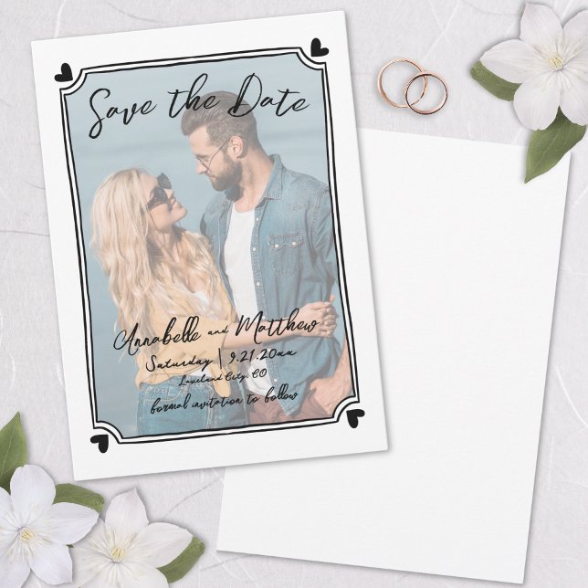 Reserva La Fecha Foto Dibujada a Mano Única Boda Caprichosa (Hand Drawn Photo Unique Whimsical Wedding Save the Date)