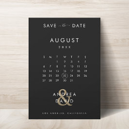 Reserva La Fecha Foto Dorada Desvanecida con Ampersand y Calendario