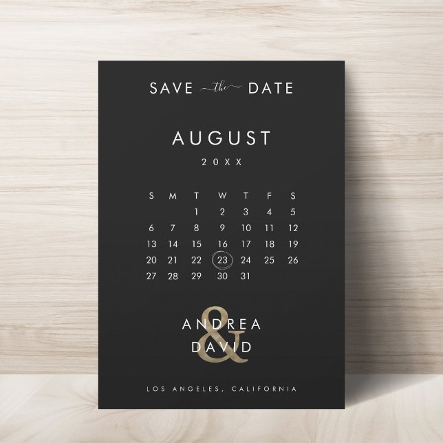 Reserva La Fecha Foto Dorada Desvanecida con Ampersand y Calendario (Subido por el creador)
