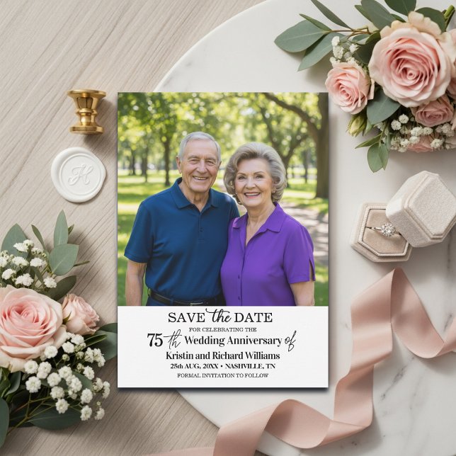 Reserva La Fecha Foto elegante del 75 aniversario de bodas (Subido por el creador)