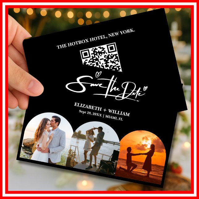 Reserva La Fecha Foto en Blanco y Negro Código QR Elegante Boda (Subido por el creador)
