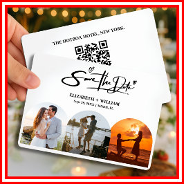 Reserva La Fecha Foto en Blanco y Negro Código QR Elegante Boda
